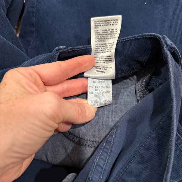 MOTHER High Waisted Navy Rascal Someone Else's Fairytale Corduroy Pants Size 29 - Picture 7 of 8
